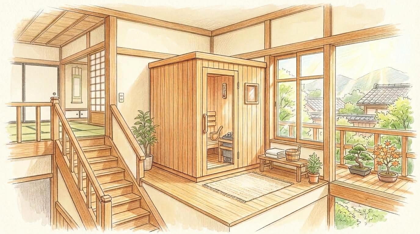 木造戸建ての2階にサウナは置ける？搬入経路・重量・水漏れ対策のチェック
